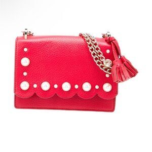 Kate Spade New York Hayes Street Hazel Pearl Royal Red Leather Crossbody…